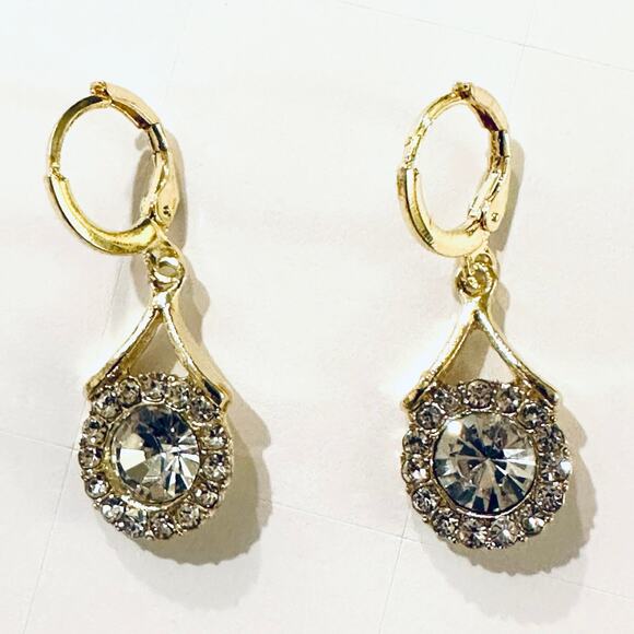 Rhinestone Huggie Earrings - Picture 1 of 2